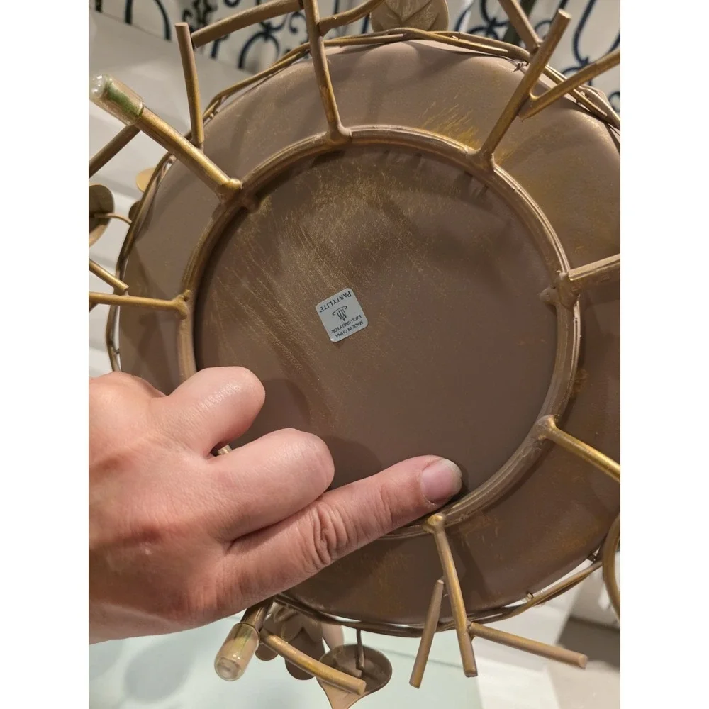 Partylite #3302 Golden Leaves 3-Wick Metal Bronze Color Candle Holder Tray - Picture 6 of 9
